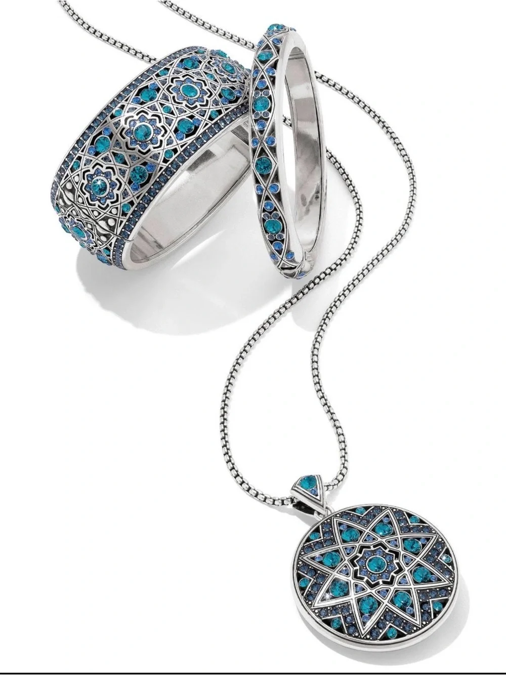 🌌💎 RARE BRIGHTON VTG+ ‘Eternal Sky’ Silver SWAROVSKI CRYSTAL Hinged Bangle! - Picture 5 of 5